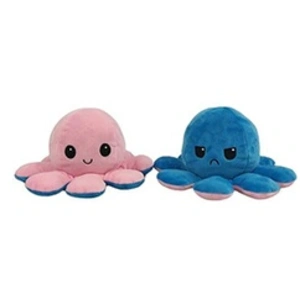 Peluche poulpe réversible double face 20 cm -rose + bleu pas cher