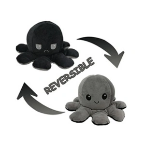 Peluche poulpe réversible double face 20 cm -gris + noir pas cher
