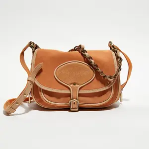 Mila Louise - Sac besace en Cuir Rocia V orange - 23x20x7 cm OS pas cher