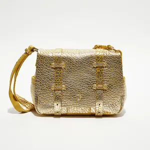 Mila Louise - Sac besace en Cuir Bess J jaune - 25x20x7 cm OS pas cher
