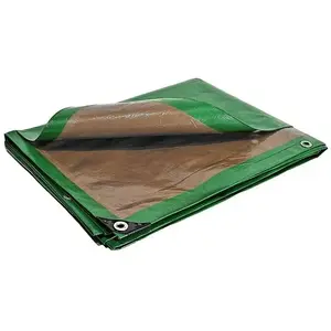 Bâche Brise Vue 3x5 m HQ250BV Verte et Marron - Haute Performance - Brise vent occultant - Pare vue jardin - Tecplast pas cher
