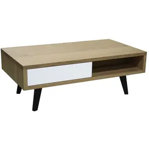 Meubles Pirotais - Table basse chêne blanchi massif et laqué
