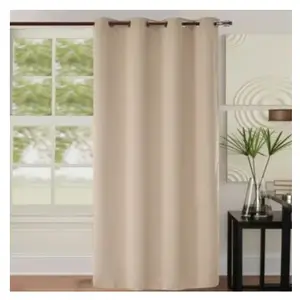 Homemaison HM69516-1 Unis Paire de Rideaux occultant Polyester Beige 260 x 140 cm