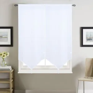 Home Trend Paire petits voilages à bandes verticales brillantes (60x160 cm - Blanc)Vendu parcdiscount
