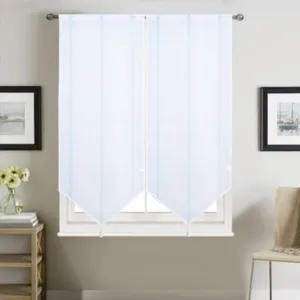 Home Trend Paire petits voilages à bandes verticales brillantes (60x160 cm - Bleu) pas cher