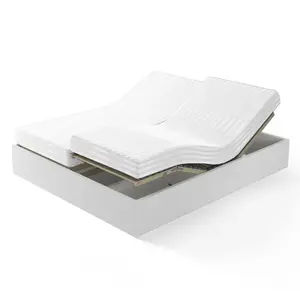 Drap-housse sommier articulé satin de coton rayé TERTIO® -Blanc pas cher