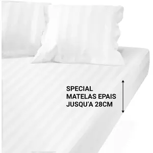 3S. x Tertio (Nos Unis) Drap Housse Grand Bonnet Satin De Coton rayé T... pas cher