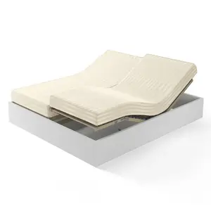 Drap-housse sommier articulé Satin De Coton rayé TERTIO® - Ecru pas cher