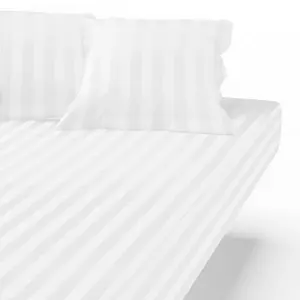 3S. x Tertio (Nos Unis) Drap Housse satin de Coton rayé TERTIO® - Blan... pas cher