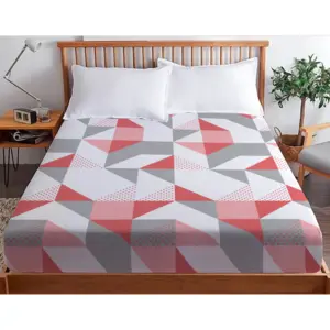 3S. x Collection (Nos Imprimés) Drap-housse coton TRIGONE - Rose pas cher