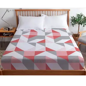 3S. x Collection (Nos Imprimés) Drap-housse coton TRIGONE - Rose pas cher