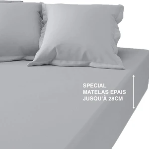 Drap Housse Grand Bonnet Satin De Coton uni TERTIO® - Gris Perle pas cher