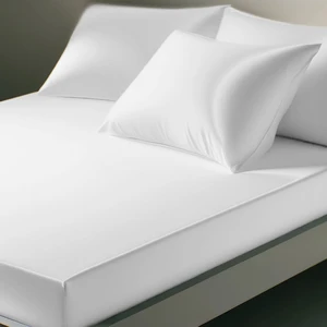 Drap Housse satin de coton uni TERTIO® - Blanc pas cher