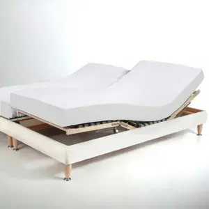 Drap-housse sommier articulé gaze de coton TERTIO® - Blanc pas cher
