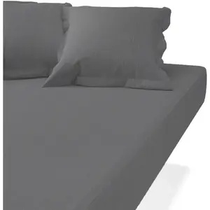 3S. x Tertio (Nos Unis) Drap-housse gaze de Coton TERTIO® - Anthracite pas cher