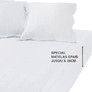3S. x Tertio (Nos Unis) Drap housse grand bonnet Gaze de coton - Blanc TERTIO® pas cher
