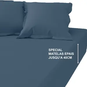 3S. x Tertio (Nos Unis) Drap-housse grand bonnet XL satin de Coton uni... pas cher