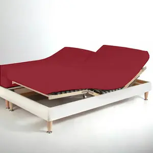 Drap-housse sommier articulé Percale De Coton TERTIO® - Bordeaux Rouge... pas cher