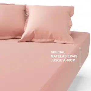 3S. x Tertio (Nos Unis) Drap-housse grand bonnet XL percale de coton T... pas cher