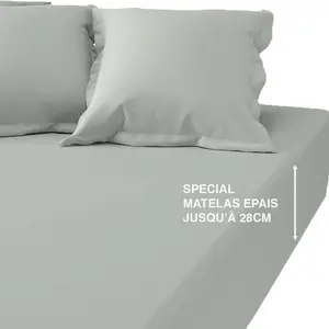 Drap-housse grand bonnet coton TERTIO® - Celadon pas cher