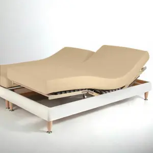 Drap-housse sommier articulé coton TERTIO® - Écru pas cher