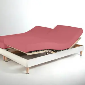 Drap-housse sommier articulé coton TERTIO® - Vieux Rose pas cher
