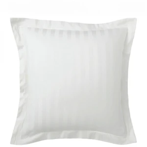 Taie d'oreiller satin de coton 2 faces uni / rayé TERTIO®- Blanc pas cher
