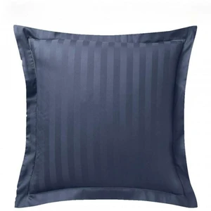 Taie d'oreiller satin de coton 2 faces uni / rayé TERTIO® - bleu indig... pas cher
