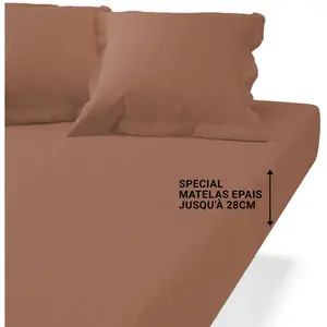 3S. x Tertio (Nos Unis) Drap housse grand bonnet Gaze de coton - Rouille TERTIO® pas cher