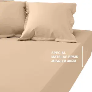 3S. x Tertio (Nos Unis) Drap-housse grand bonnet XL Coton Tertio® -bei... pas cher