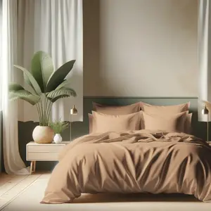 3S. x Tertio (Nos Unis) Housse de couette coton TERTIO® - Rose Beige pas cher