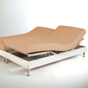Drap-housse sommier articulé coton TERTIO® - Rose beige pas cher