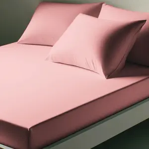 3S. x Tertio (Nos Unis) Drap-housse percale de coton TERTIO® - Rose Bl... pas cher