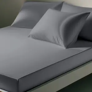 3S. x Tertio (Nos Unis) Drap-housse satin de coton uni TERTIO® - Gris perle pas cher