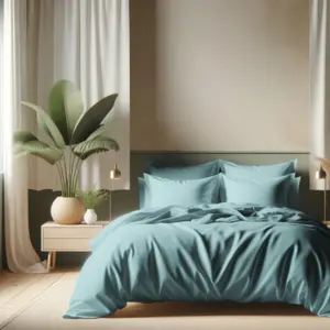 Housse de couette coton TERTIO® - Bleu Glacier pas cher