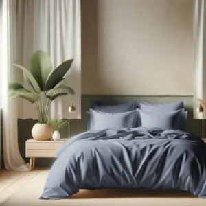 Housse de couette coton TERTIO® - Bleu Orage pas cher