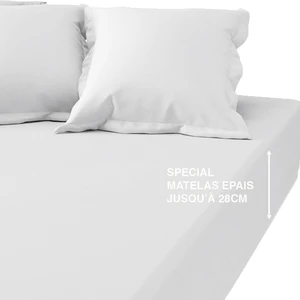Drap-housse grand bonnet polycoton TERTIO® - Blanc pas cher