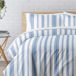 3S. x Collection (Nos Imprimés) Housse de couette coton MARKUS - Bleu et blanc pas cher