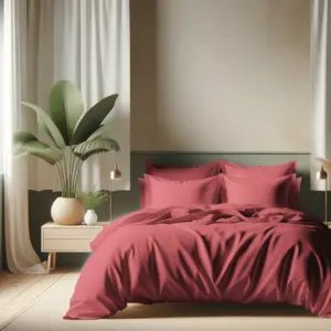 Housse de couette coton TERTIO® - Vieux Rose pas cher