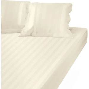 3S. x Tertio (Nos Unis) Drap Housse satin de Coton rayé TERTIO® - Ecru pas cher