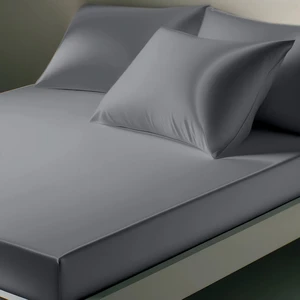 3S. x Tertio (Nos Unis) Drap-housse satin de coton uni TERTIO® - Gris perle pas cher