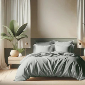 3S. x Tertio (Nos Unis) Housse de couette coton TERTIO® - Celadon pas cher