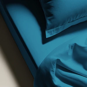 Drap plat polycoton TERTIO® - Bleu canard pas cher