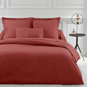 Housse de couette polycoton TERTIO® - Terracotta pas cher