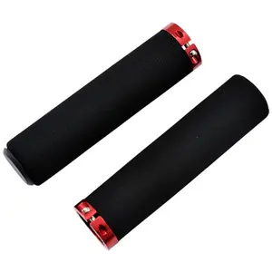 Atoo Poignee vtt lock on simple mousse confort rouge avec bouchon 130mm pr pas cher