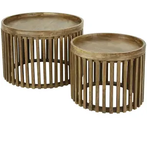 Comparateur de prix : Pier import Lot de 2 tables basses rondes ajourées en manguier