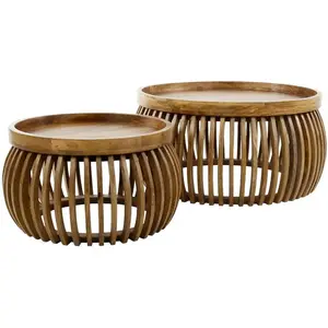 Comparateur de prix : Pier import Lot de 2 tables basses rondes en manguier