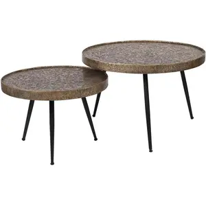 Pier Import - Table gigogne industrielle effet métal doré (lot de 2)