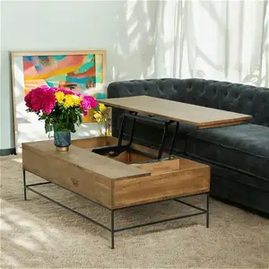 Comparateur de prix : Pier import Table basse avec plateau relevable en chêne massif brun 122x71cm