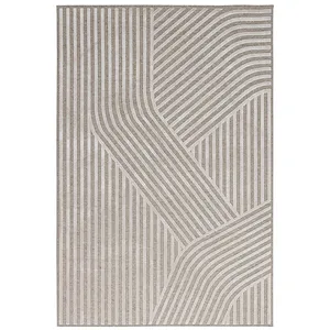 Deladeco Tapis rayé design en laine beige 200x290